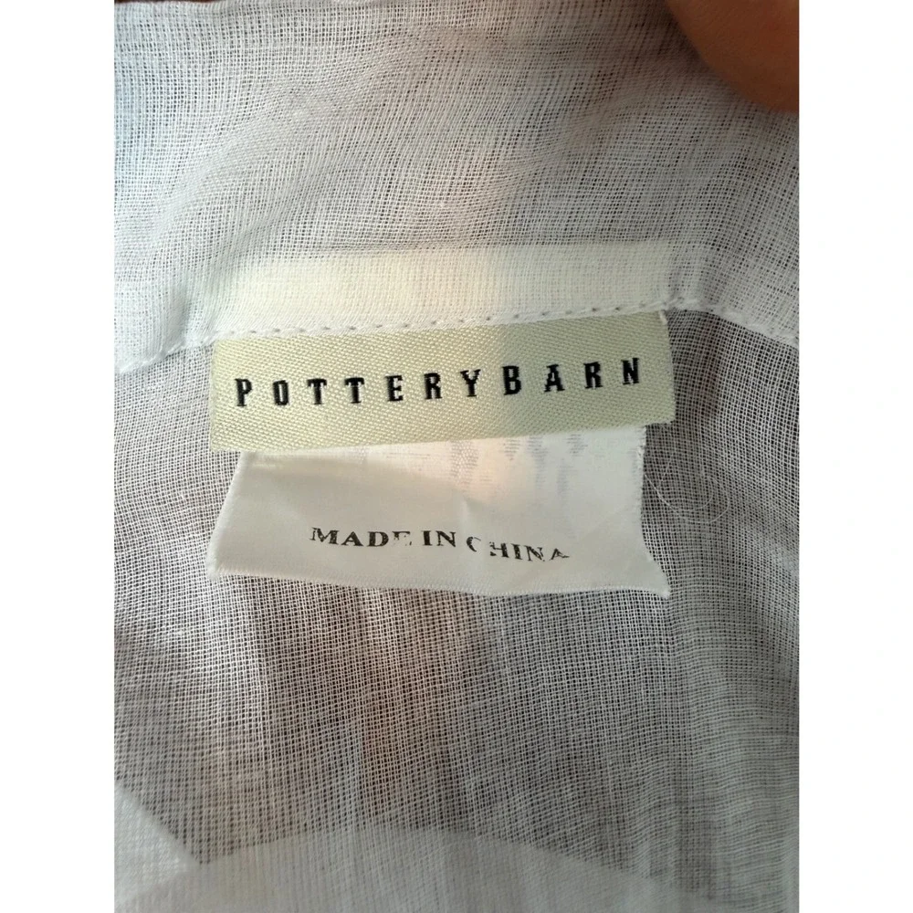 Pottery Barn Window Curtain Panel 44x96 White Cotton Voile Sheer Rod Pocket